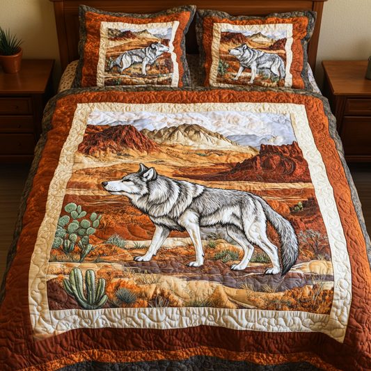 Wild Howl 3-Piece Quilted Bedding Set NCU0DK6990