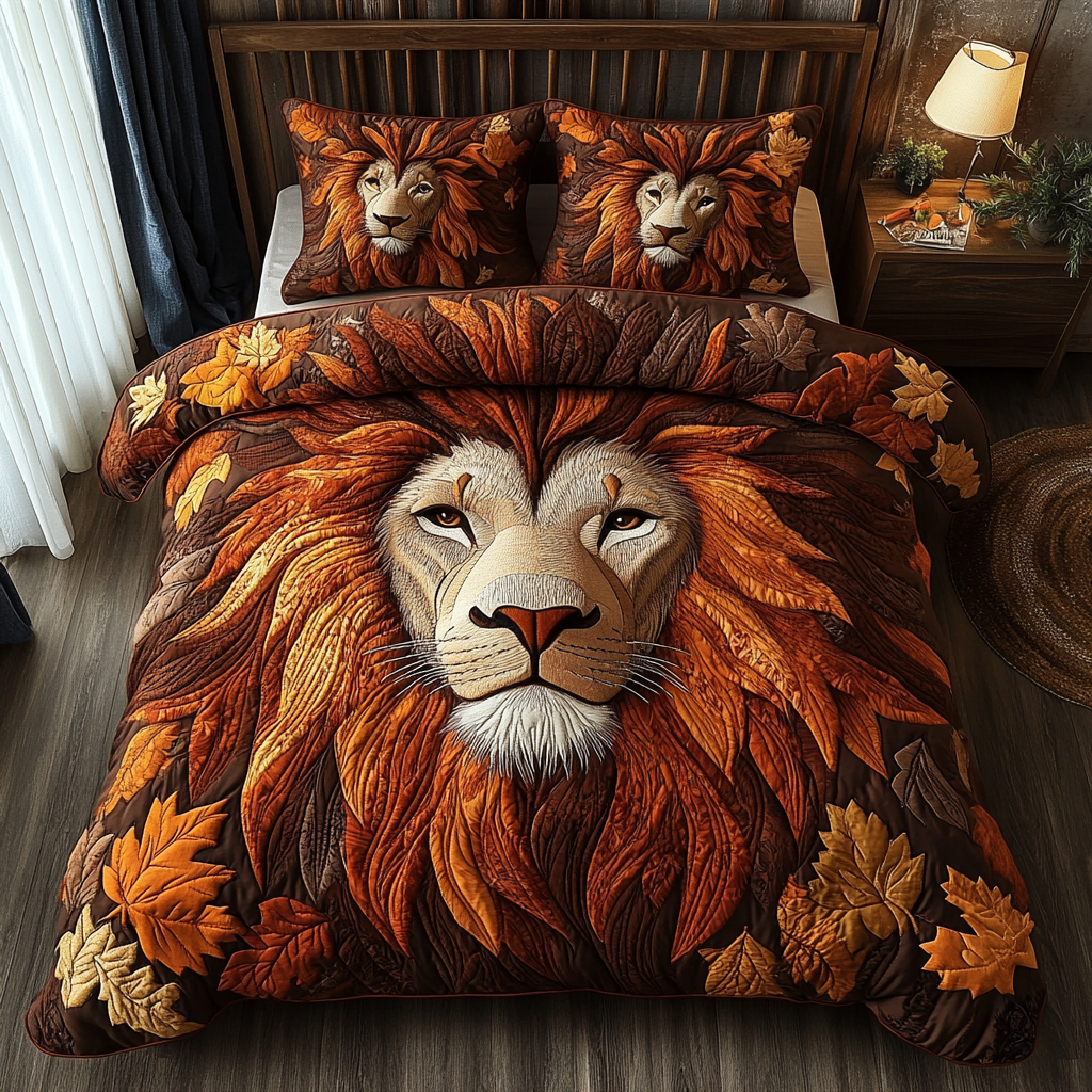 Wild Lion 3-Piece Quilted Bedding Set NCU0DK9568