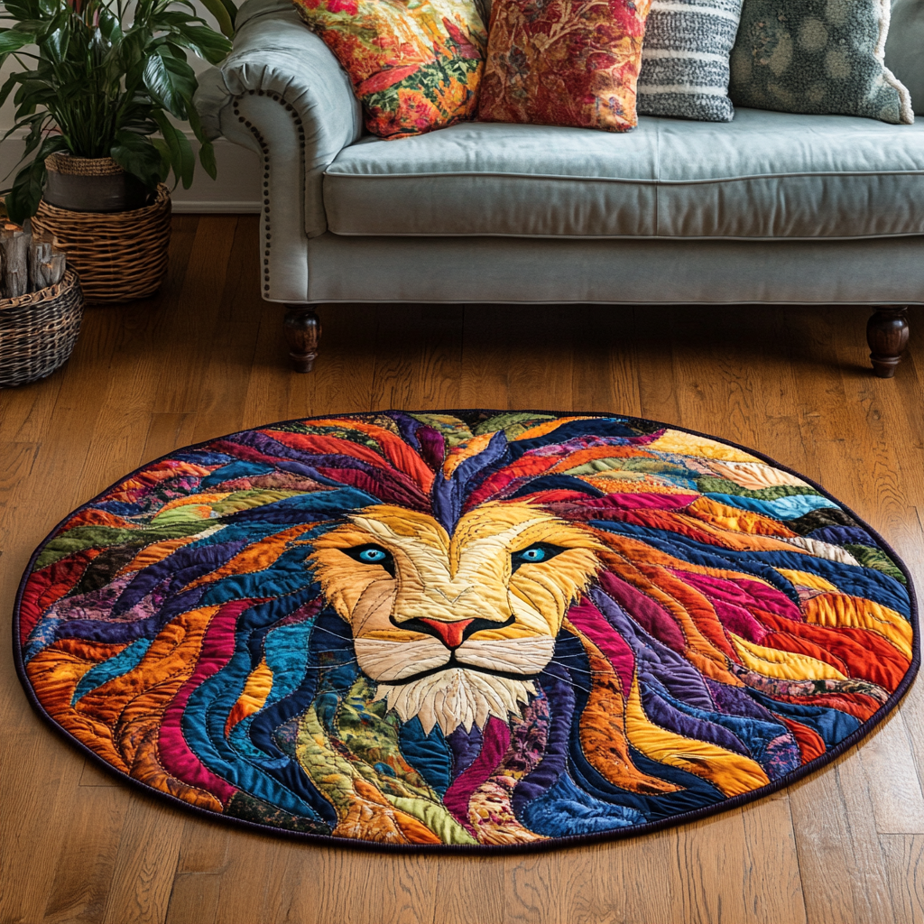 Wild Lion Quilted Round Mat NCU0DK7488