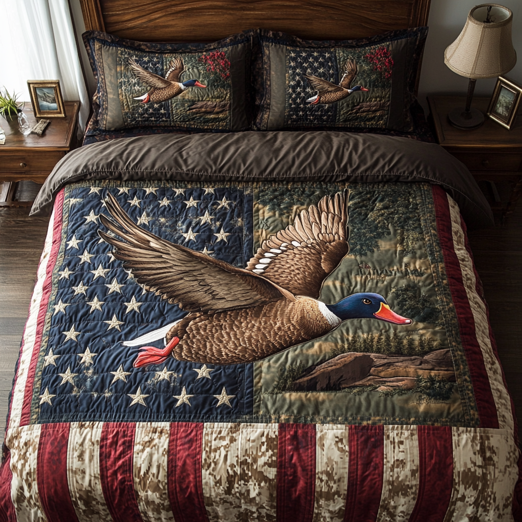Wild Mallard Ducks 3-Piece Quilted Bedding Set NCU0DK7962  Vantique