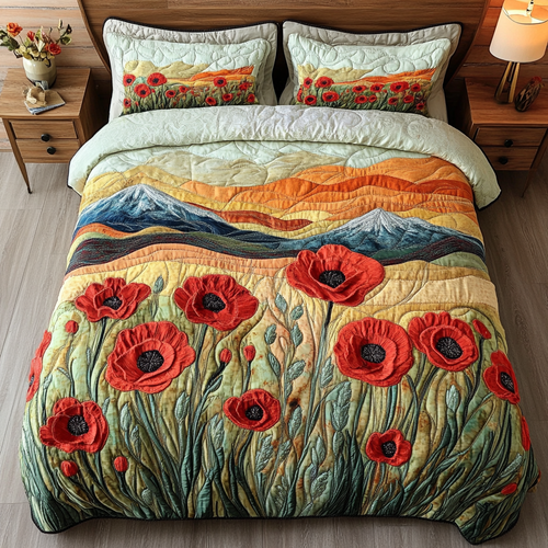 Wild Meadow 3-Piece Quilted Bedding Set NCU0VH4321