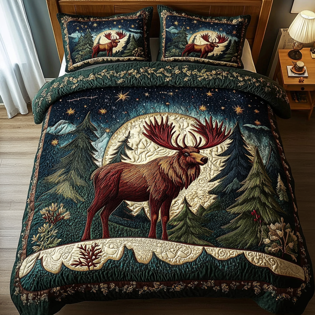Wild Moose 3-Piece Quilted Bedding Set NCU0DK9755
