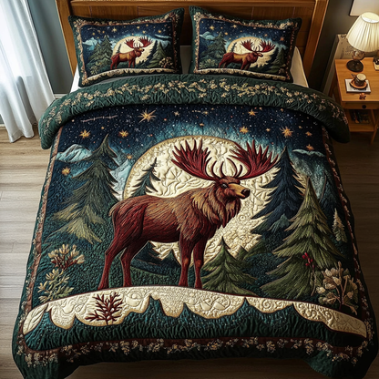 Wild Moose 3-Piece Quilted Bedding Set NCU0DK9755