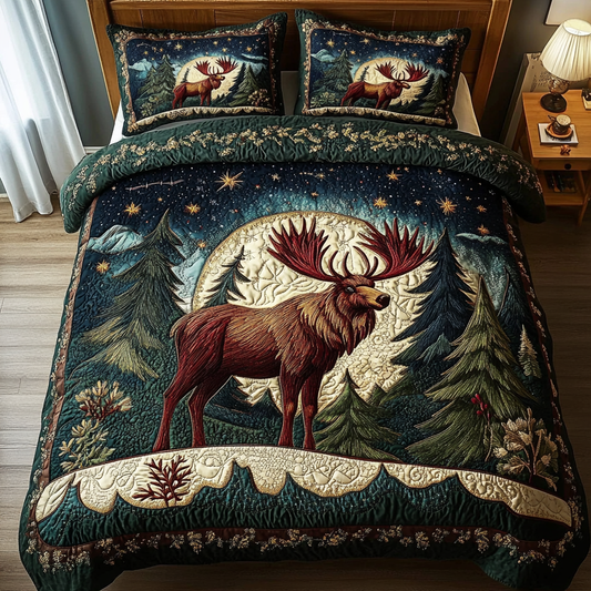 Wild Moose 3-Piece Quilted Bedding Set NCU0DK9755