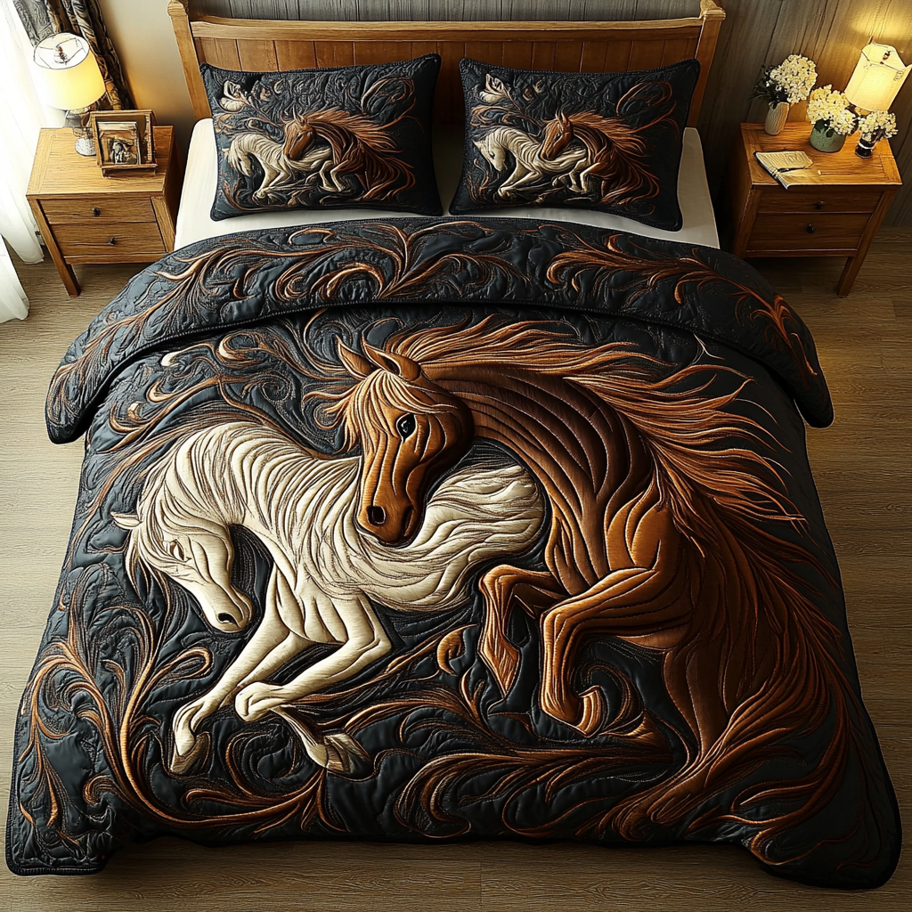 Wild Mustang Spirit 3-Piece Quilted Bedding Set NCU0DK3762