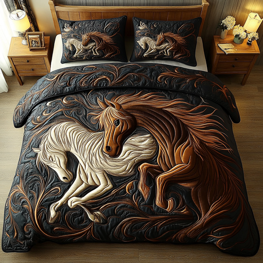 Wild Mustang Spirit 3-Piece Quilted Bedding Set NCU0DK3762