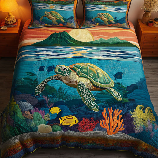 Wild Oceans 3-Piece Quilted Bedding Set NCU0NT5274