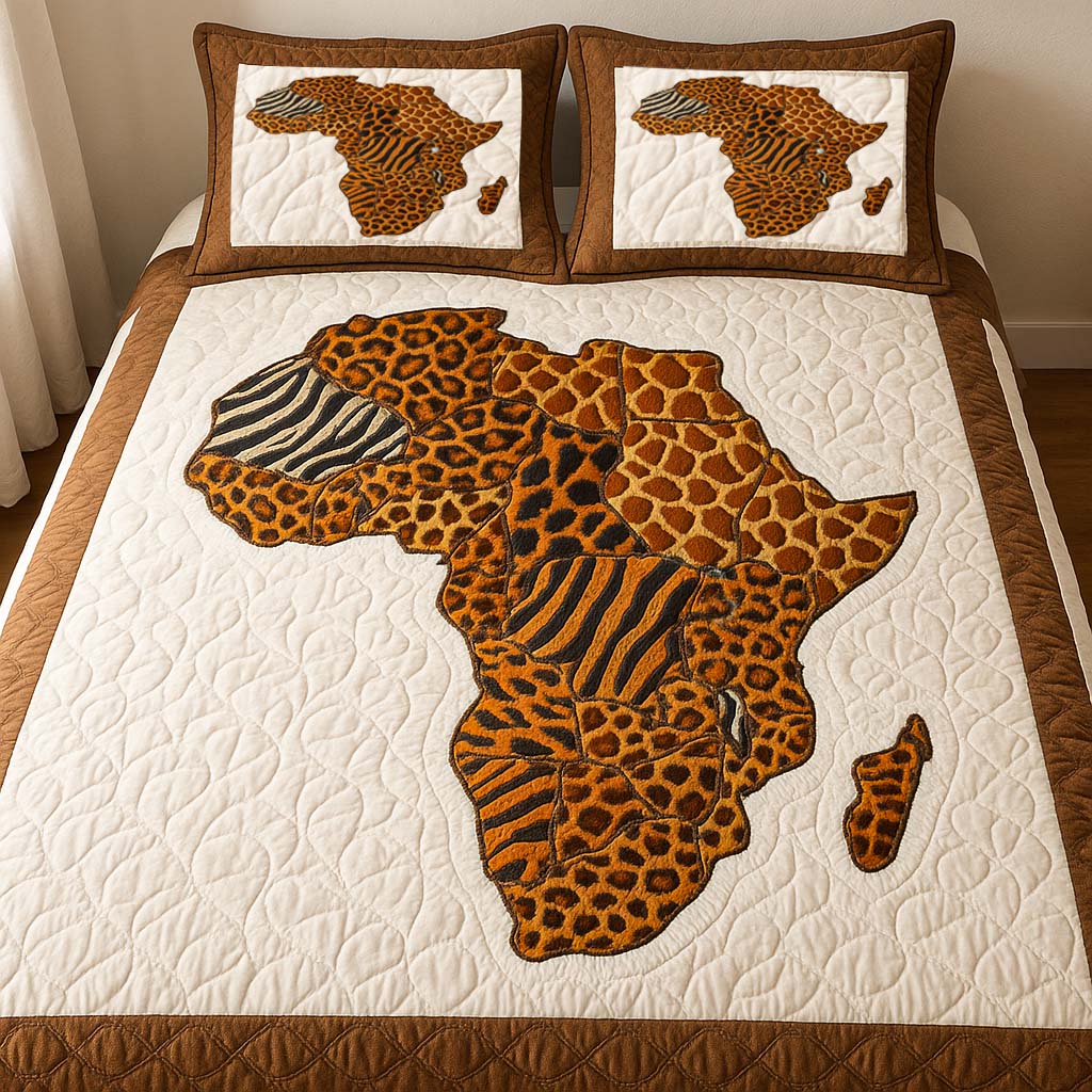Wild Pattern Africa 3-Piece Quilted Bedding Set NCU0NT7535