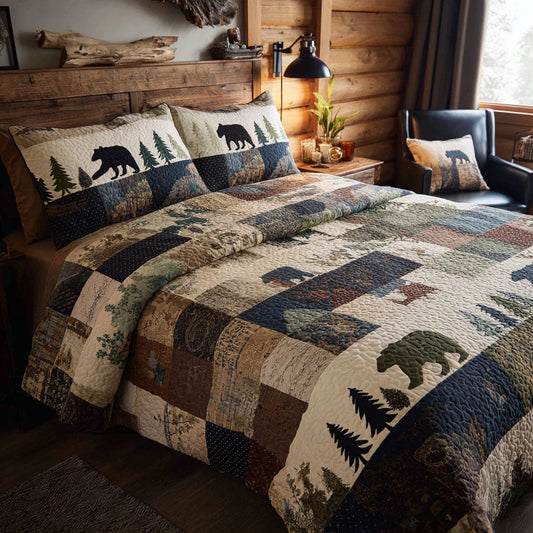 Wild Pines Bear 3-Piece Quilted Bedding Set NCU0PT8579