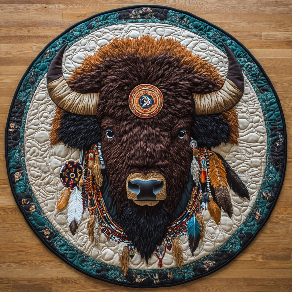 Wild Plains Quilted Round Mat NCU0VH3731