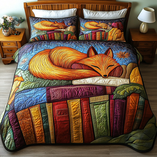 Wild Red Fox 3-Piece Quilted Bedding Set NCU0DK6919