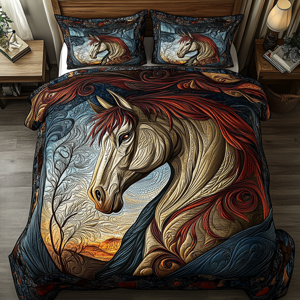 Wild Spirit 3-Piece Quilted Bedding Set NCU0DK5381