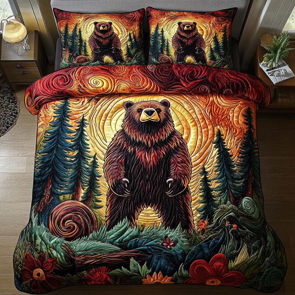 Wild Spirit 3-Piece Quilted Bedding Set NCU0VH2964