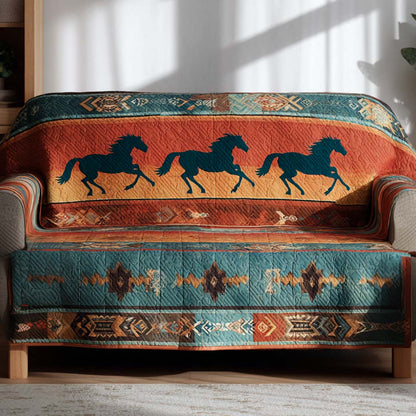 Wild Stallion Valley Quilted Sofa Cover NCU0XD1840