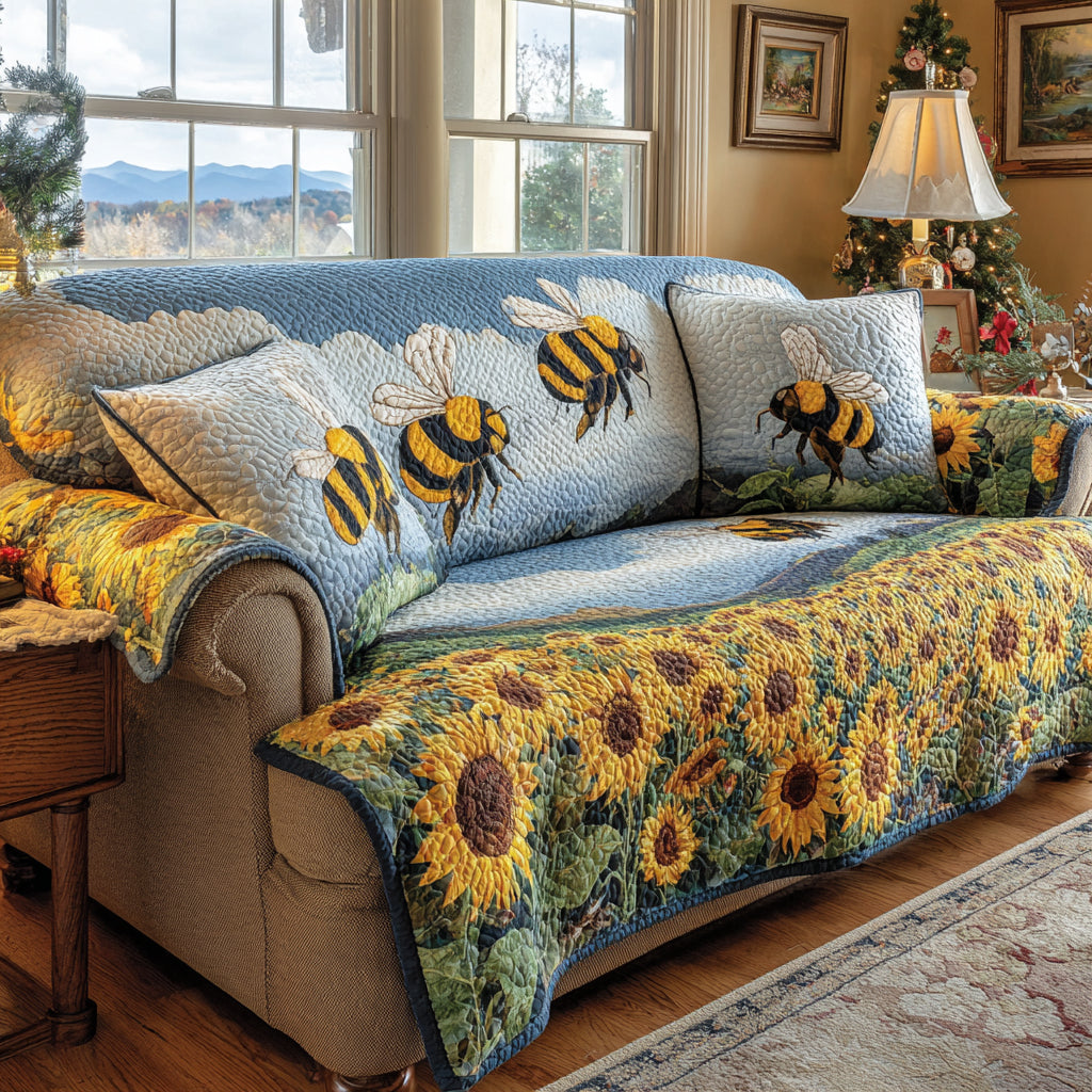 Wild Sunflower Quilted Sofa Cover NCU0DV8572
