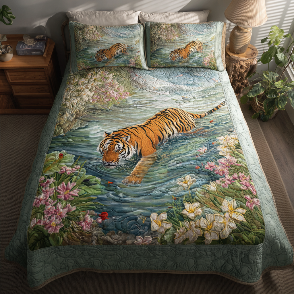 Wild Tiger 3-Piece Quilted Bedding Set NCU0DK8370
