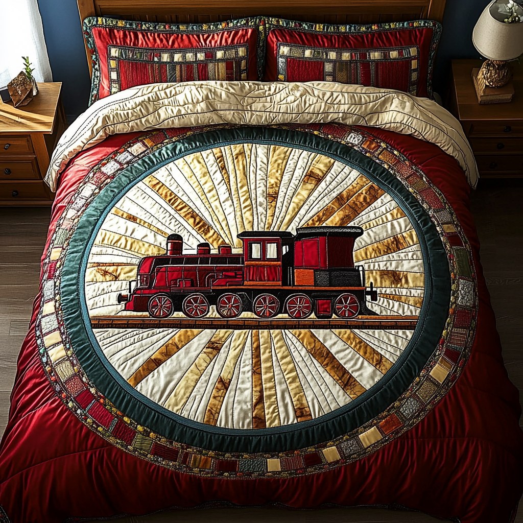 Wild Train 3-Piece Quilted Bedding Set NCU0DK7995