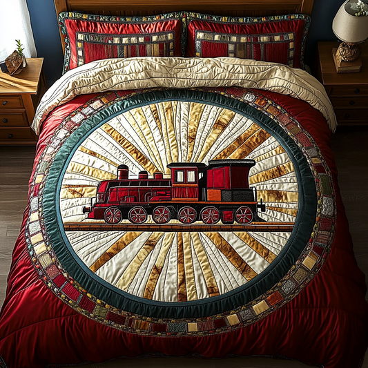 Wild Train 3-Piece Quilted Bedding Set NCU0DK7995