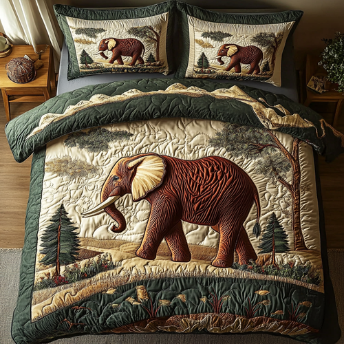 Wild Trunk Elegance 3-Piece Quilted Bedding Set NCU0DK2743
