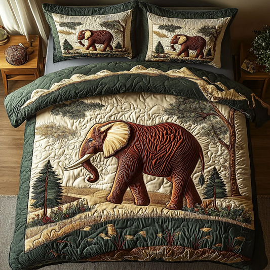 Wild Trunk Elegance 3-Piece Quilted Bedding Set NCU0DK2743