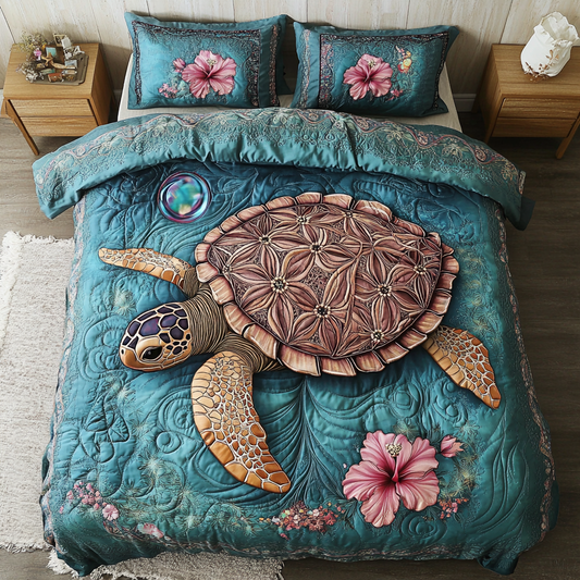 Wild Turtle 3-Piece Quilted Bedding Set NCU0DK8431