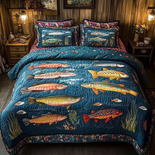 Wild Waters 3-Piece Quilted Bedding Set NCU0PT3269