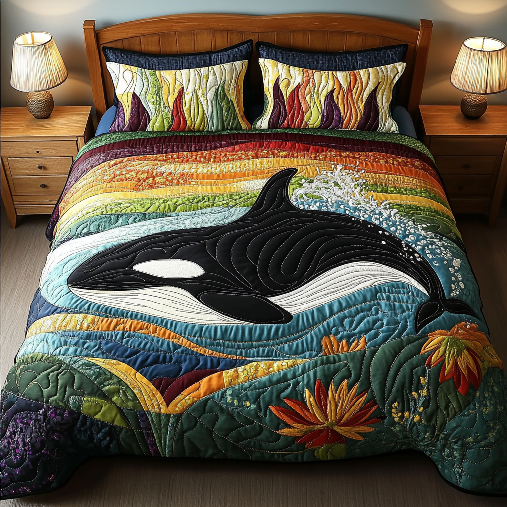 Wild Wave 3-Piece Quilted Bedding Set NCU0DK6584