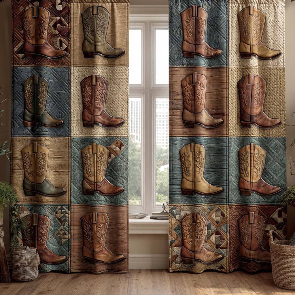 Wild West Boot Row Quilted Curtains NCU0XD2142