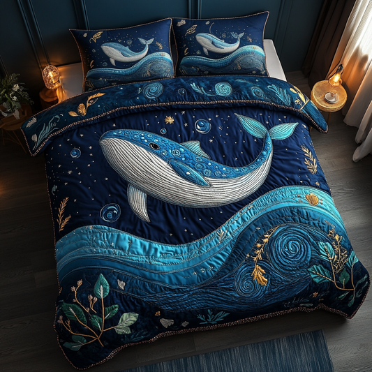Wild Whale 3-Piece Quilted Bedding Set NCU0DK8087