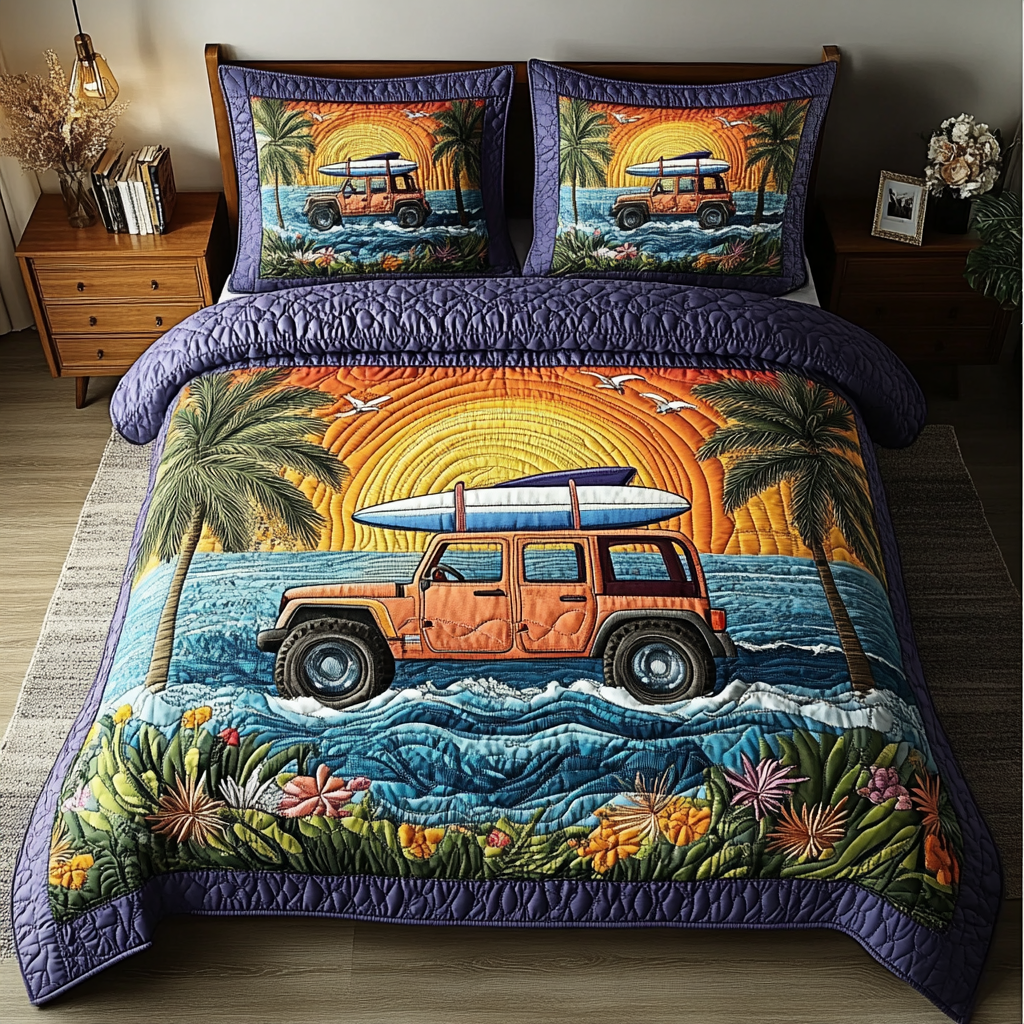 Wild Wheels 3-Piece Quilted Bedding Set NCU0VL2295