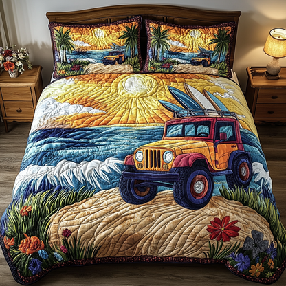 Wild Wheels 3-Piece Quilted Bedding Set NCU0VL2298