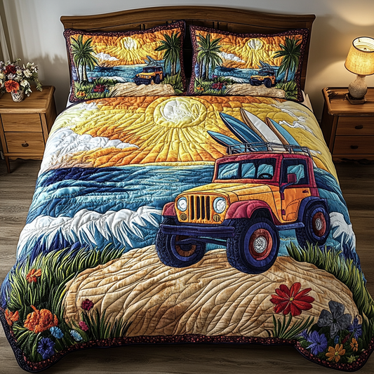Wild Wheels 3-Piece Quilted Bedding Set NCU0VL2298