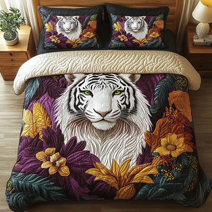 Wild White Tiger 3-Piece Quilted Bedding Set NCU0DV6477