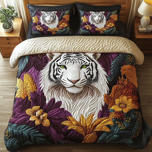 Wild White Tiger 3-Piece Quilted Bedding Set NCU0DV6477