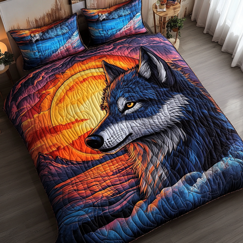 Wild Wolf 3-Piece Quilted Bedding Set NCU0DK8017