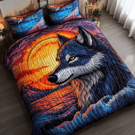 Wild Wolf 3-Piece Quilted Bedding Set NCU0DK8017