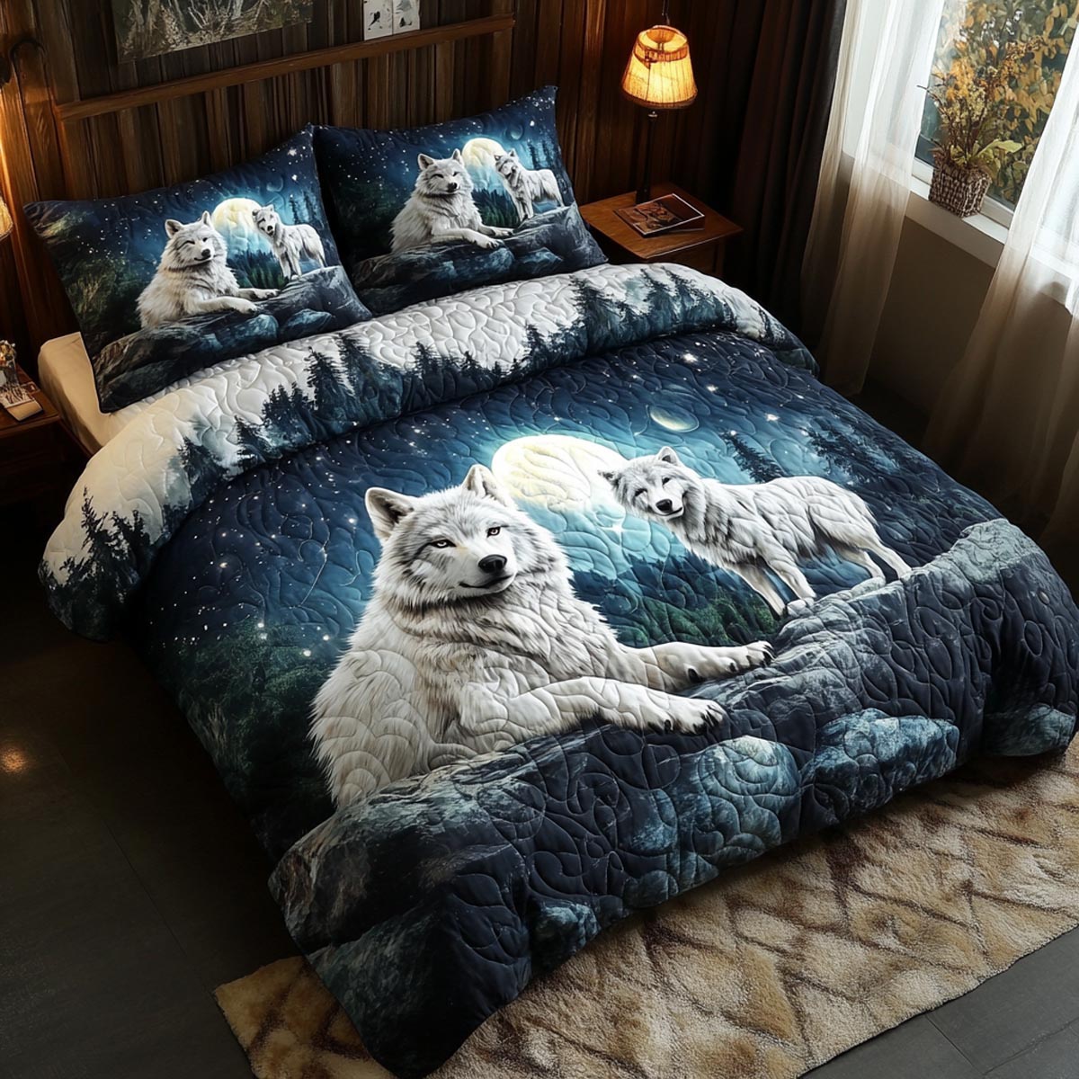 Wild Wolf 3-Piece Quilted Bedding Set NCU0DV9550