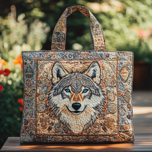 Wild Wolf Quilted Tote Bag NCU0DK8945
