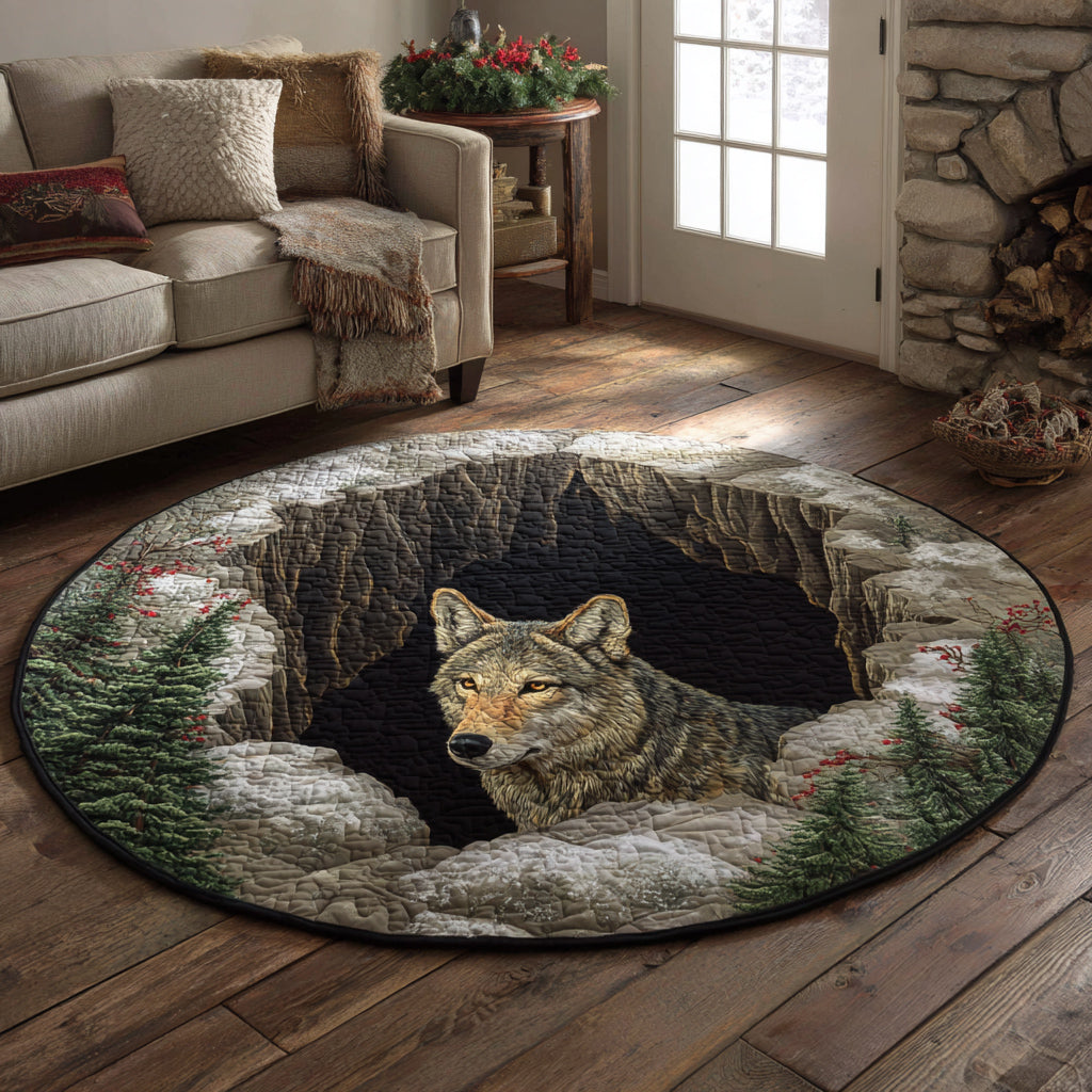 Wild Wolf Spirit Quilted Round Mat NCU0HH1459