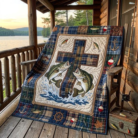 Wilderness Fishing Cross Quilted Blanket NCU0HH2003