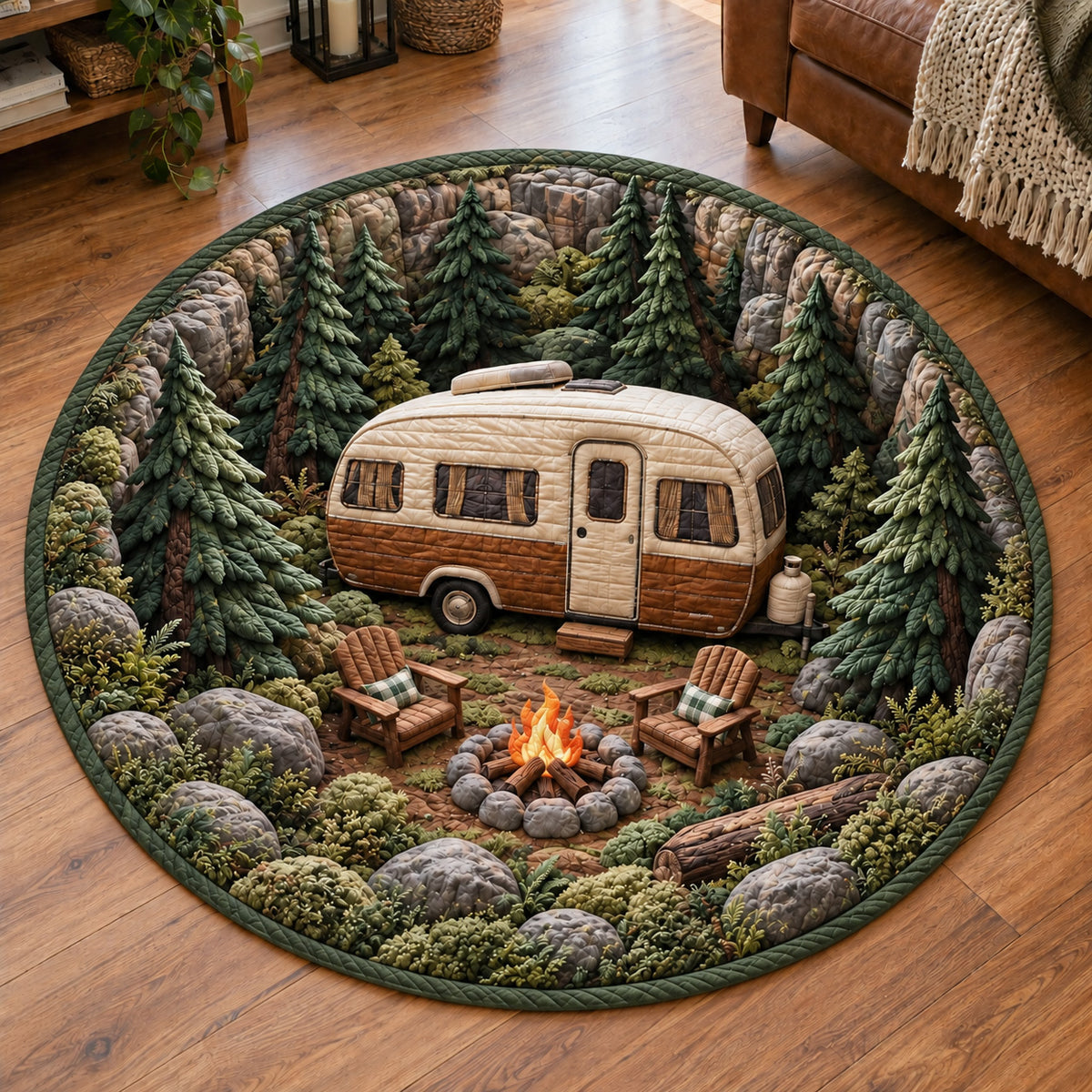 Wilderness Haven Quilted Round Mat NCU0TV2158