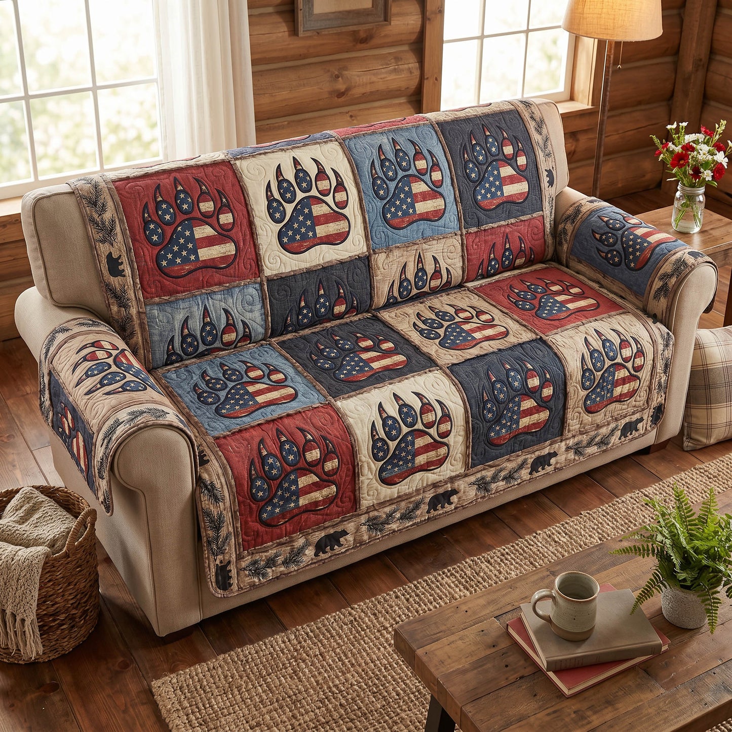 Wilderness Paws Quilted Sofa Cover NCU0TD2805