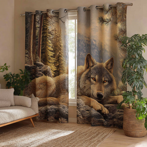 Wilderness Wolf Soul Quilted Curtains NCU0HH1596