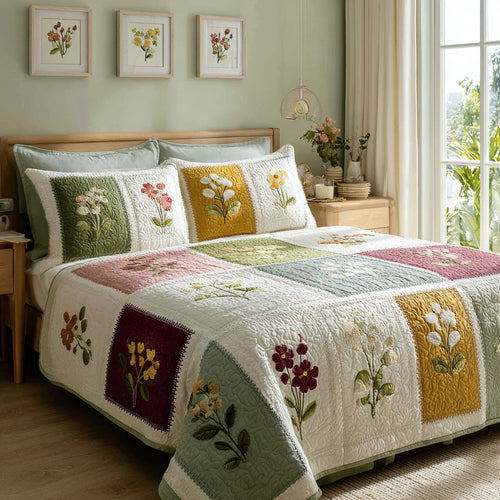 Wildflower Blocks 3-Piece Quilted Bedding Set NCU0VL3209