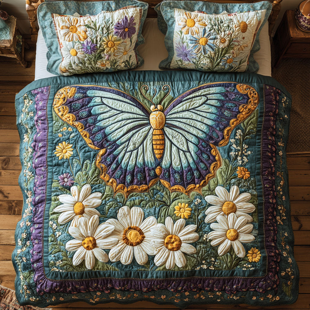 Wildflower Butterfly 3-Piece Quilted Bedding Set NCU0TD2480