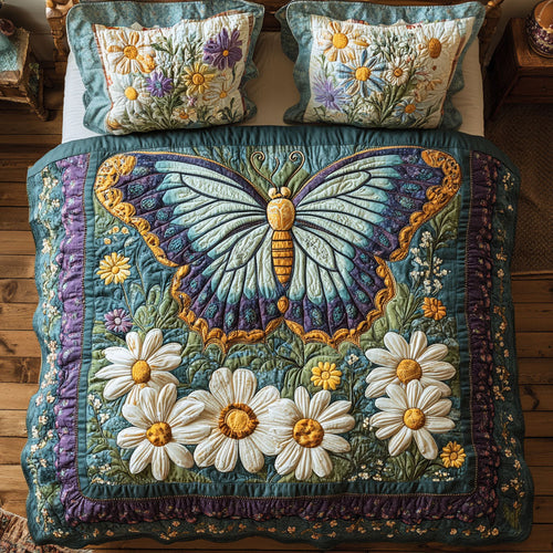 Wildflower Butterfly 3-Piece Quilted Bedding Set NCU0TD2480