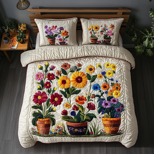 Wildflower Charm 3-Piece Quilted Bedding Set NCU0VH3228