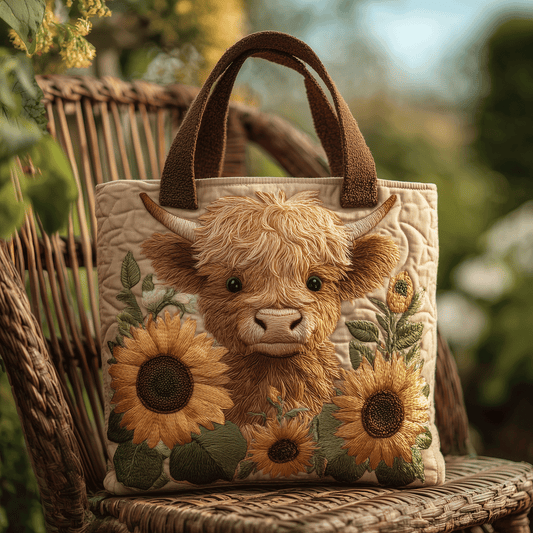 Wildflower Cow Quilted Tote Bag NCU0TH2758