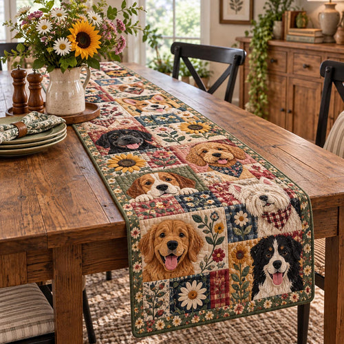 Wildflower Dog Crew Quilted Table Runner NCU0DV10465