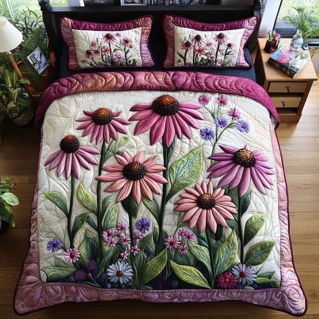 Wildflower Dream 3-Piece Quilted Bedding Set NCU0VH4439